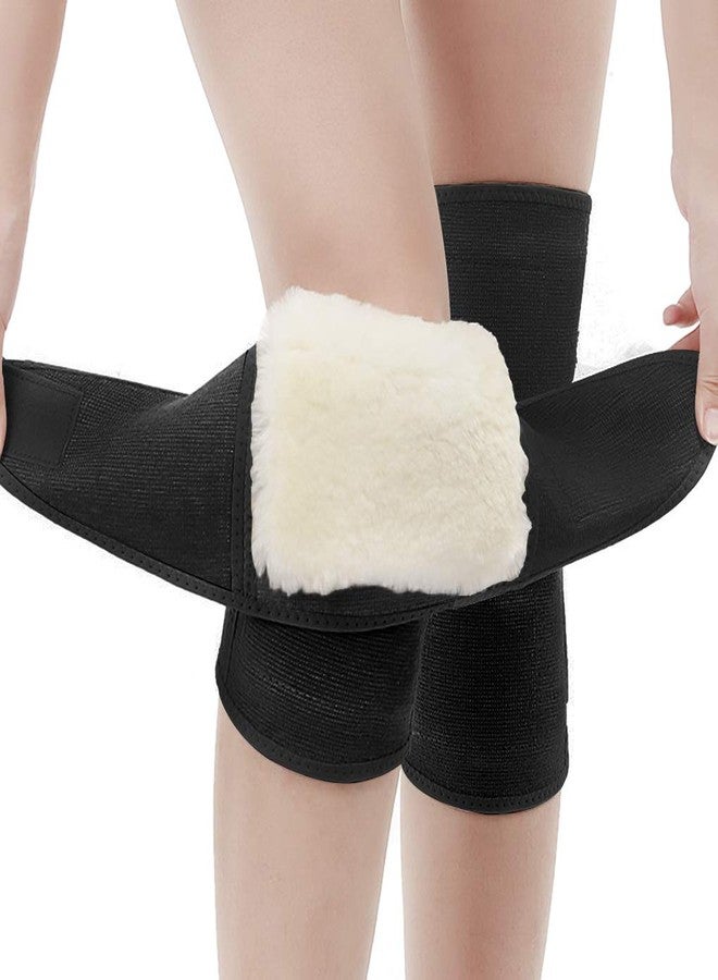 PURFUN 1 Pair Winter Thermal Thicken Cashmere Knee Braces Warmer Men Women Adjustable Compression Warm Wool Kneepads Leg Warmer Sleeves Knee Support for Ski Cycling Dance Yoga Arthritis Rheumatism - Image 1